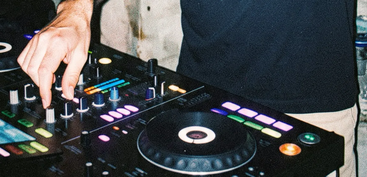 DJ aux platines pendant le Mâchon Sonore